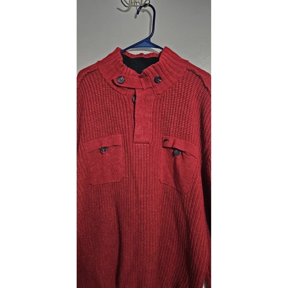A.‎ Tiziano Lambswool Blend Chunky Long Sleeve Knit Sweater Men's 3XL Red Preppy